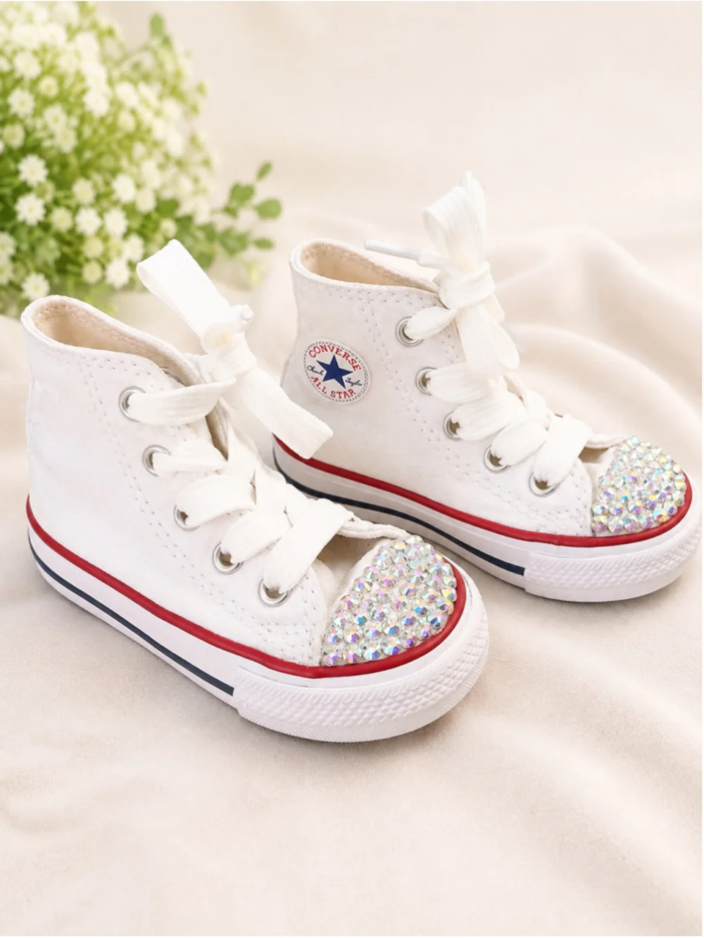 Kids Custom Bedazzled Converse Chuck Taylor All Star High-Top Sneakers – Size 5